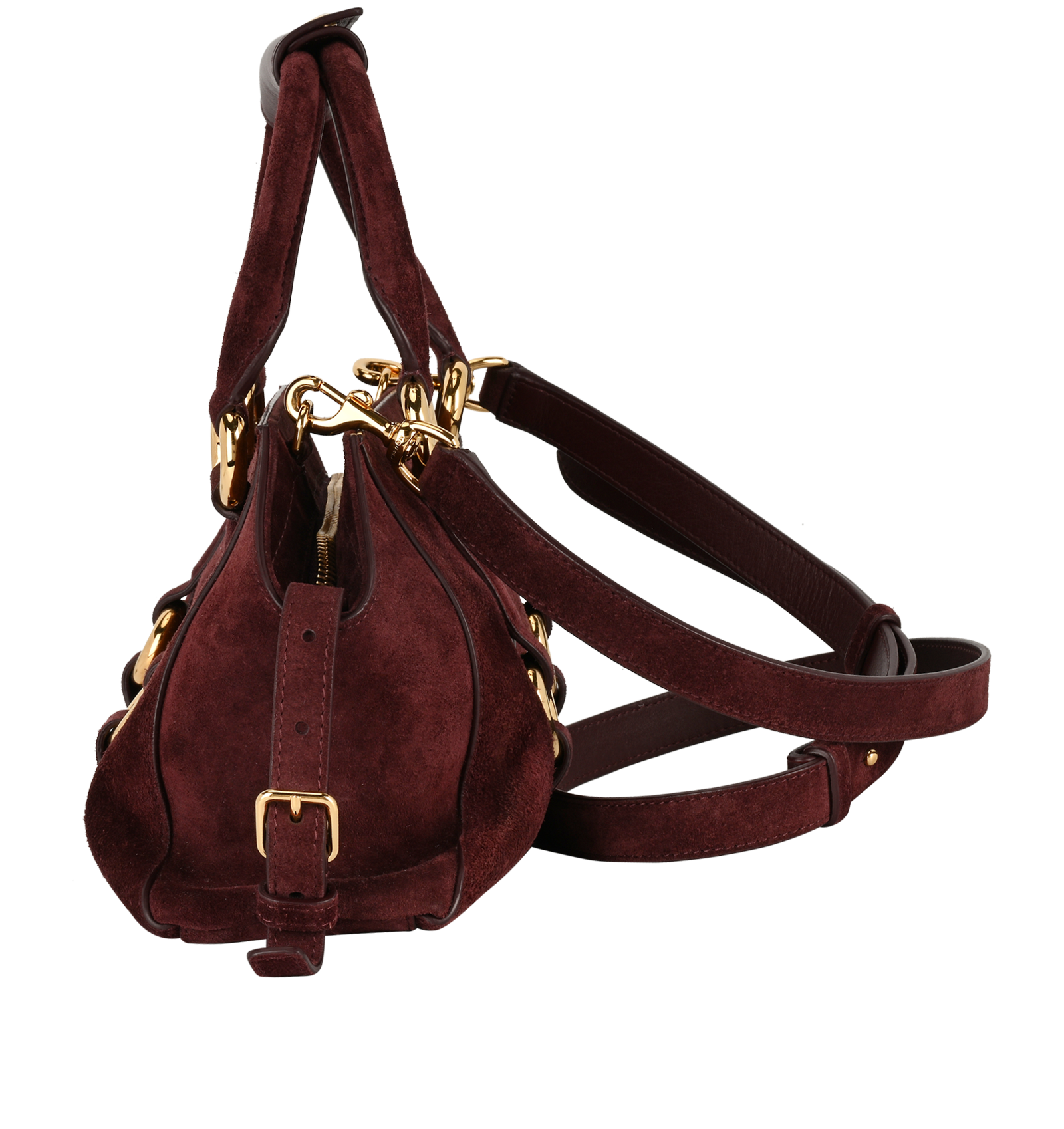 Farringdon Small Bag, &pound;695, Handbags, Burgundy, Suede, Bottom view